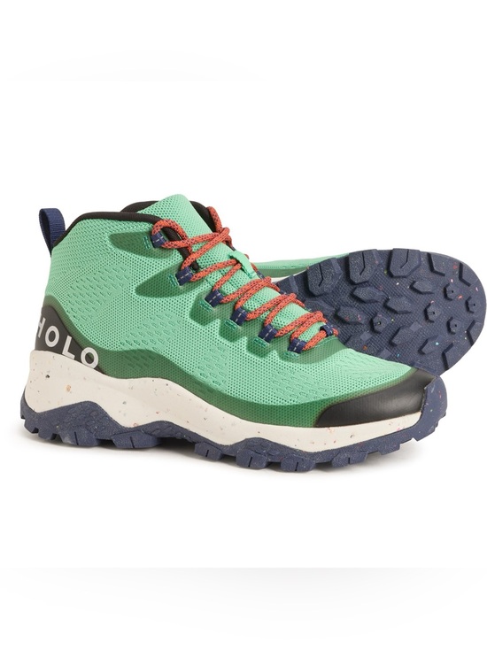 Shoes - HOLO Green Hiking Boots with Navy Soles
